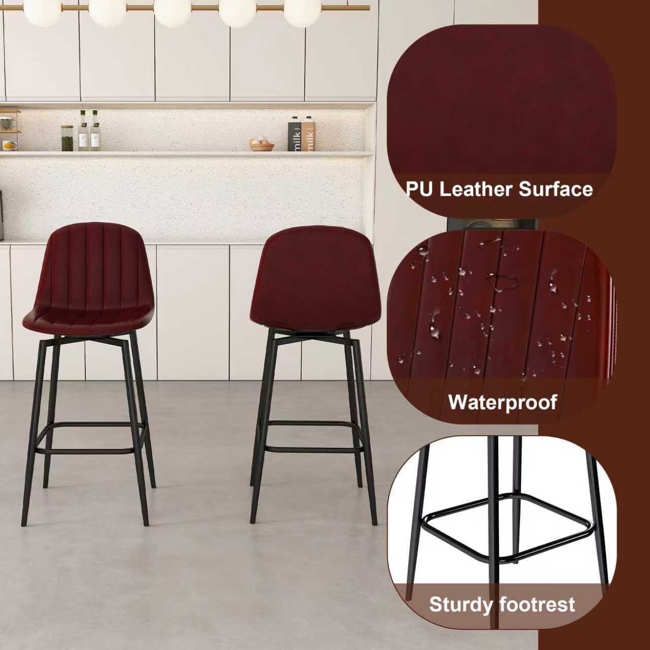 63" Modern Kitchen Island with Marble-Look Surface, LED Lights & Grille Design, White (2 Dark Brown Bar Stools)