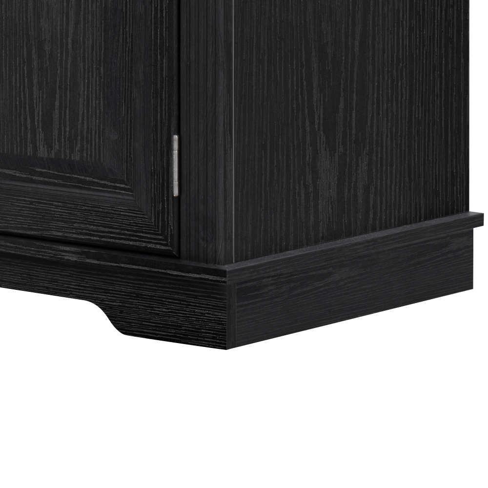 K&K 71" Tall Kitchen Pantry Cabinet with 3 Pull Out Cabinet Organizers, Farmhouse Embossed Texture Storage Cabinet with 6 Door Shelves, 2 Drawers, Freestanding Cupboard for Kitchen, Dining Room Black