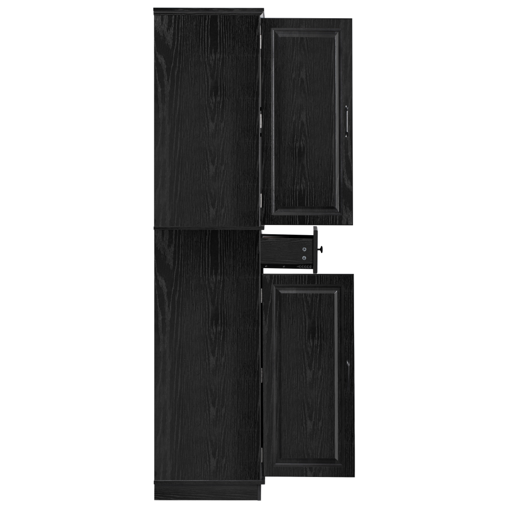 K&K 71" Tall Kitchen Pantry Cabinet with 3 Pull Out Cabinet Organizers, Farmhouse Embossed Texture Storage Cabinet with 6 Door Shelves, 2 Drawers, Freestanding Cupboard for Kitchen, Dining Room Black
