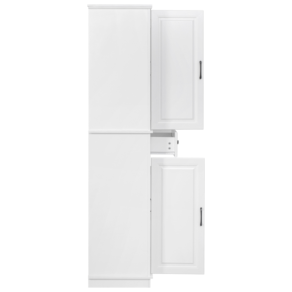 K&K 71" Tall Kitchen Pantry Cabinet with 3 Pull Out Cabinet Organizers, Farmhouse Embossed Texture Storage Cabinet with 6 Door Shelves, 2 Drawers, Freestanding Cupboard for Kitchen, Dining Room White