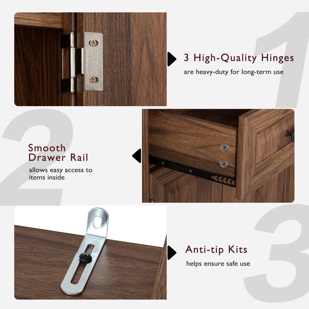 K&K 71" Tall Kitchen Pantry Cabinet with 3 Pull Out Cabinet Organizers, Farmhouse Embossed Texture Storage Cabinet with 6 Door Shelves, 2 Drawers, Freestanding Cupboard for Kitchen, Dining Room Brown