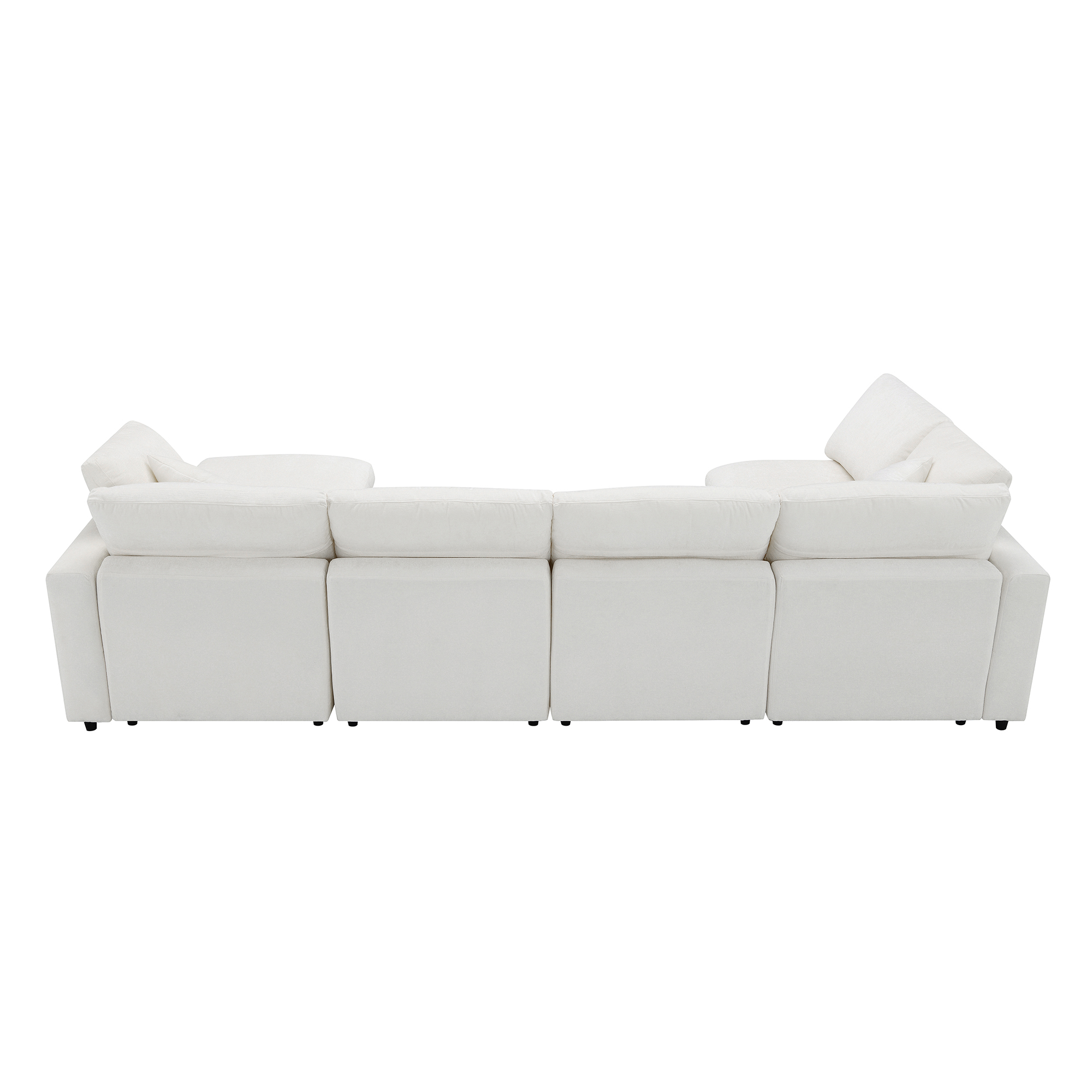 130*65" Modern Modular Cloud Sofa Bed, 6 Seat Chenille Sectional Couch Set with Ottoman,Free Combination, Beige