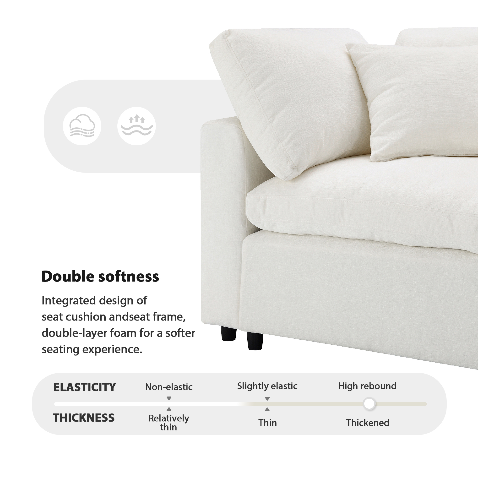 130*65" Modern Modular Cloud Sofa Bed, 6 Seat Chenille Sectional Couch Set with Ottoman,Free Combination, Beige