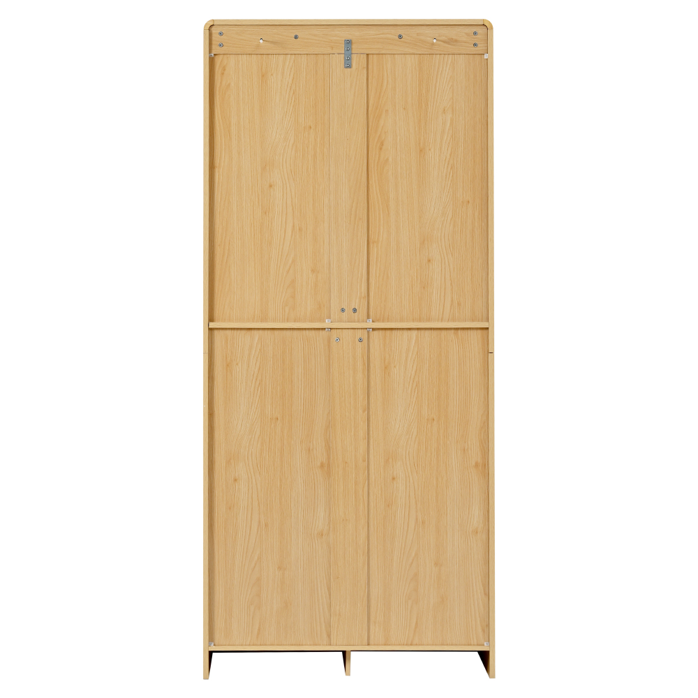 K&K 72" Tall Farmhouse Kitchen Pantry Cabinet with 8 Door Shelves, Curved Design Storage Cabinet with 3 Adjustable Shelves, Hidden Drawer, Versatile Cupboard for Kitchen, Dining & Bathroom, Natural