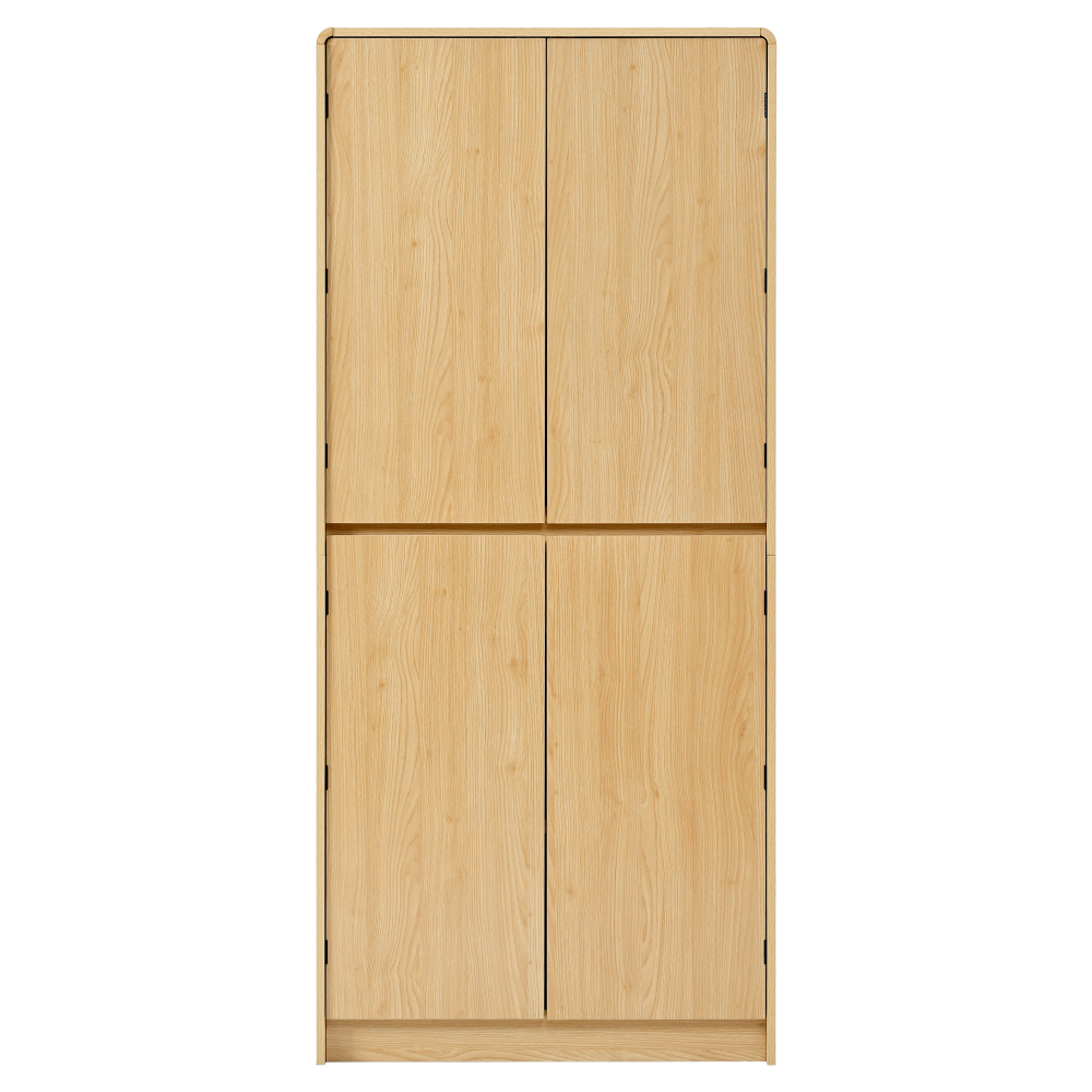 K&K 72" Tall Farmhouse Kitchen Pantry Cabinet with 8 Door Shelves, Curved Design Storage Cabinet with 3 Adjustable Shelves, Hidden Drawer, Versatile Cupboard for Kitchen, Dining & Bathroom, Natural