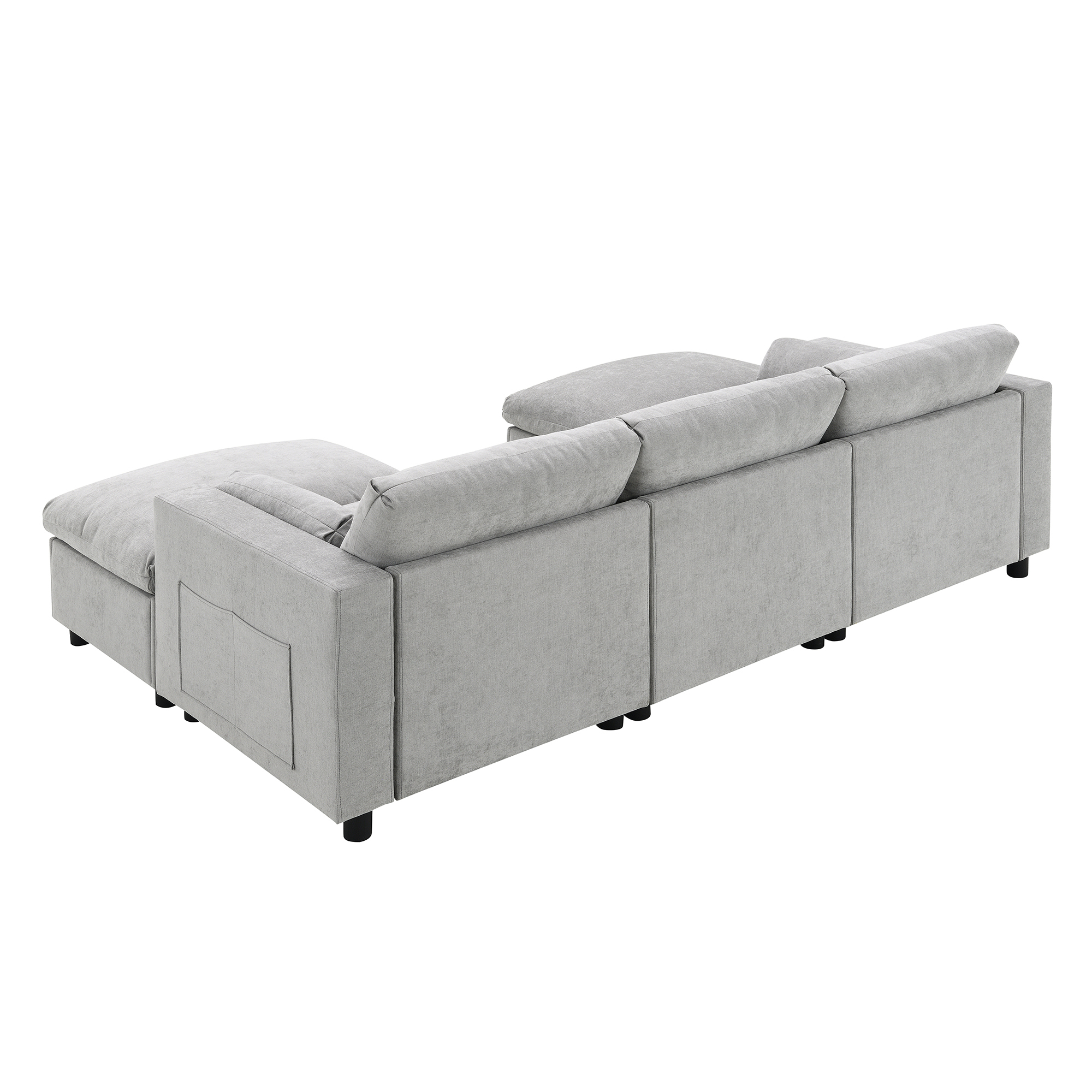 86.5'' U-Shaped Sectional Sofa with Storage Pockets, 2 Movable Ottoman, Armrest Pillows, Free Combination, 5-Seat, Medium Gray