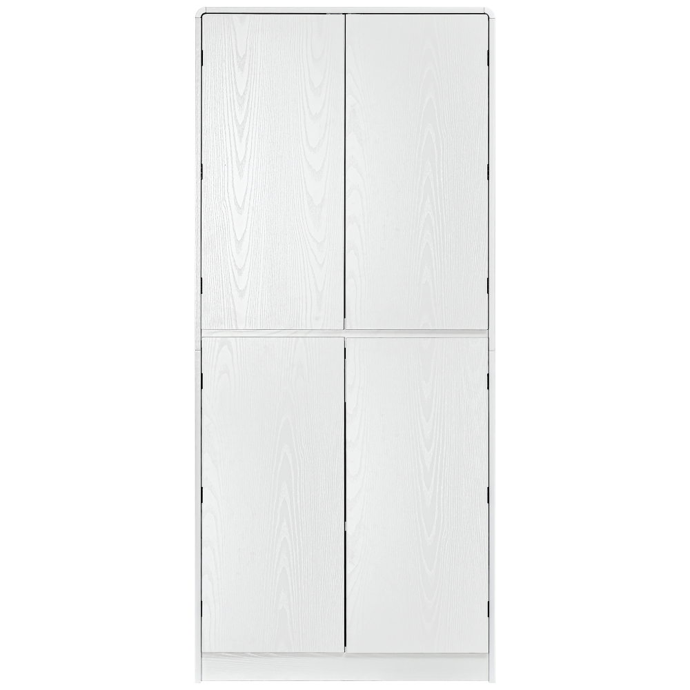 K&K 72" Tall Farmhouse Kitchen Pantry Cabinet with 8 Door Shelves, Curved Design Storage Cabinet with 3 Adjustable Shelves, Hidden Drawer, Versatile Cupboard for Kitchen, Dining & Bathroom, White