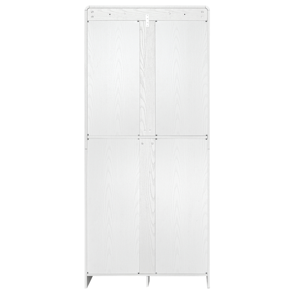 K&K 72" Tall Farmhouse Kitchen Pantry Cabinet with 8 Door Shelves, Curved Design Storage Cabinet with 3 Adjustable Shelves, Hidden Drawer, Versatile Cupboard for Kitchen, Dining & Bathroom, White
