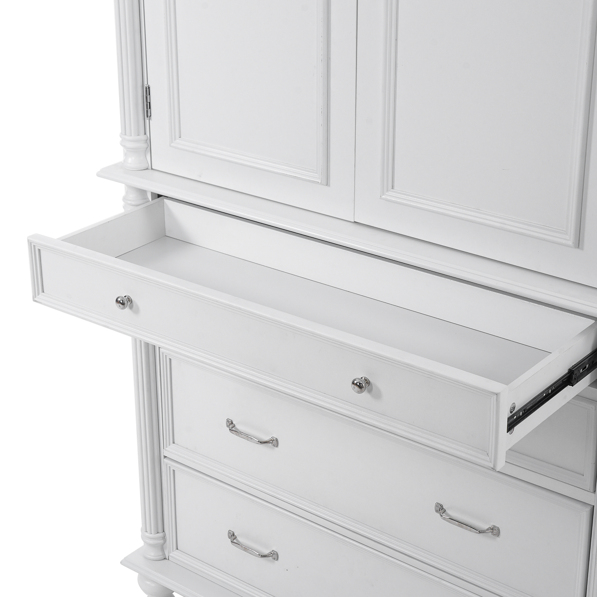 43.3x20x77.3inch Tall Storage Cabinet Cupboard with 6 Door Shelves, 2 Adjustable Shelves and 5 Drawers,White