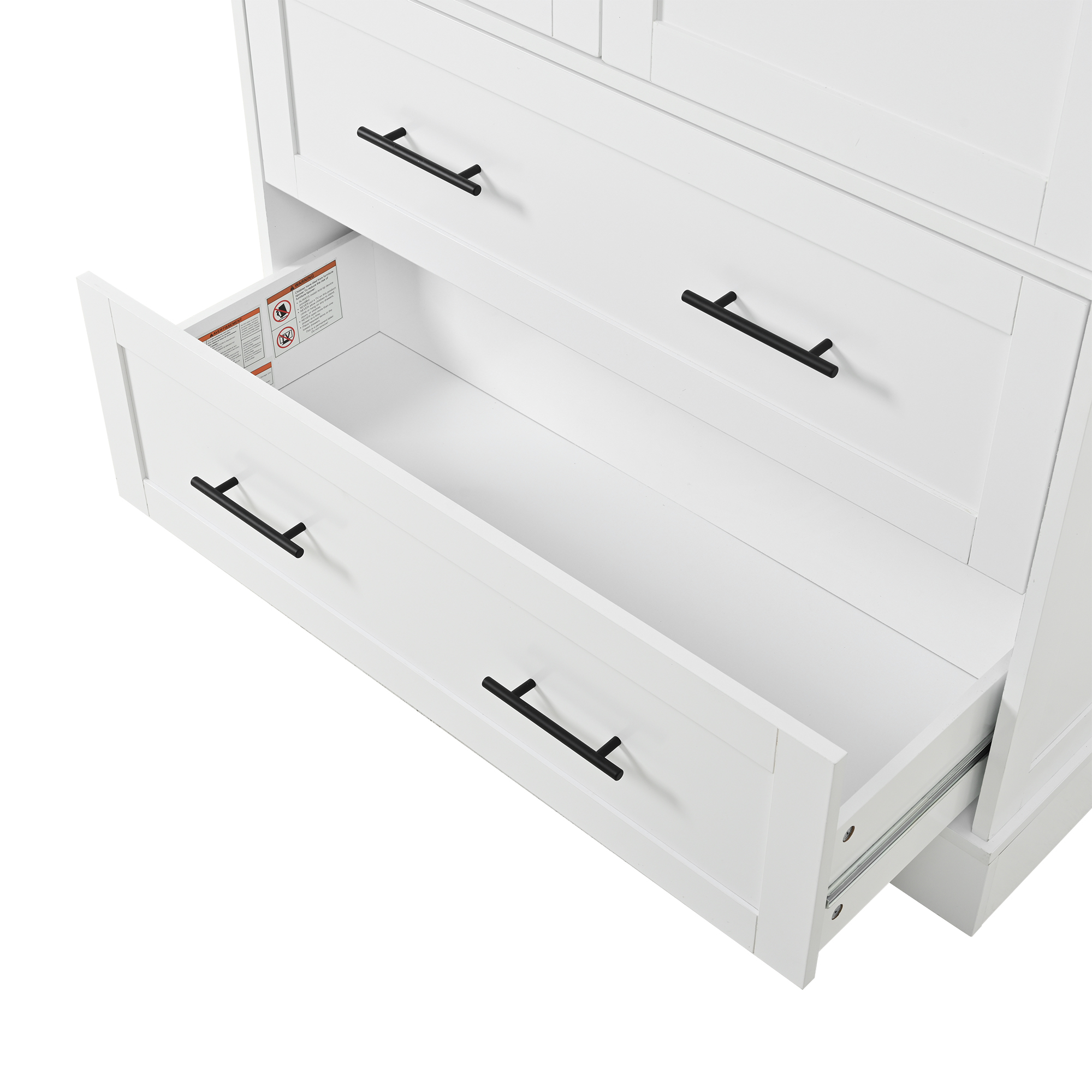 Farmhouse Freestanding 40''x18''x72.6'' Kitchen Pantry, 4 Doors Dining Storage Cabinet with Pull-out Trays, Drawers and Cake Pan Storage Organizer, White