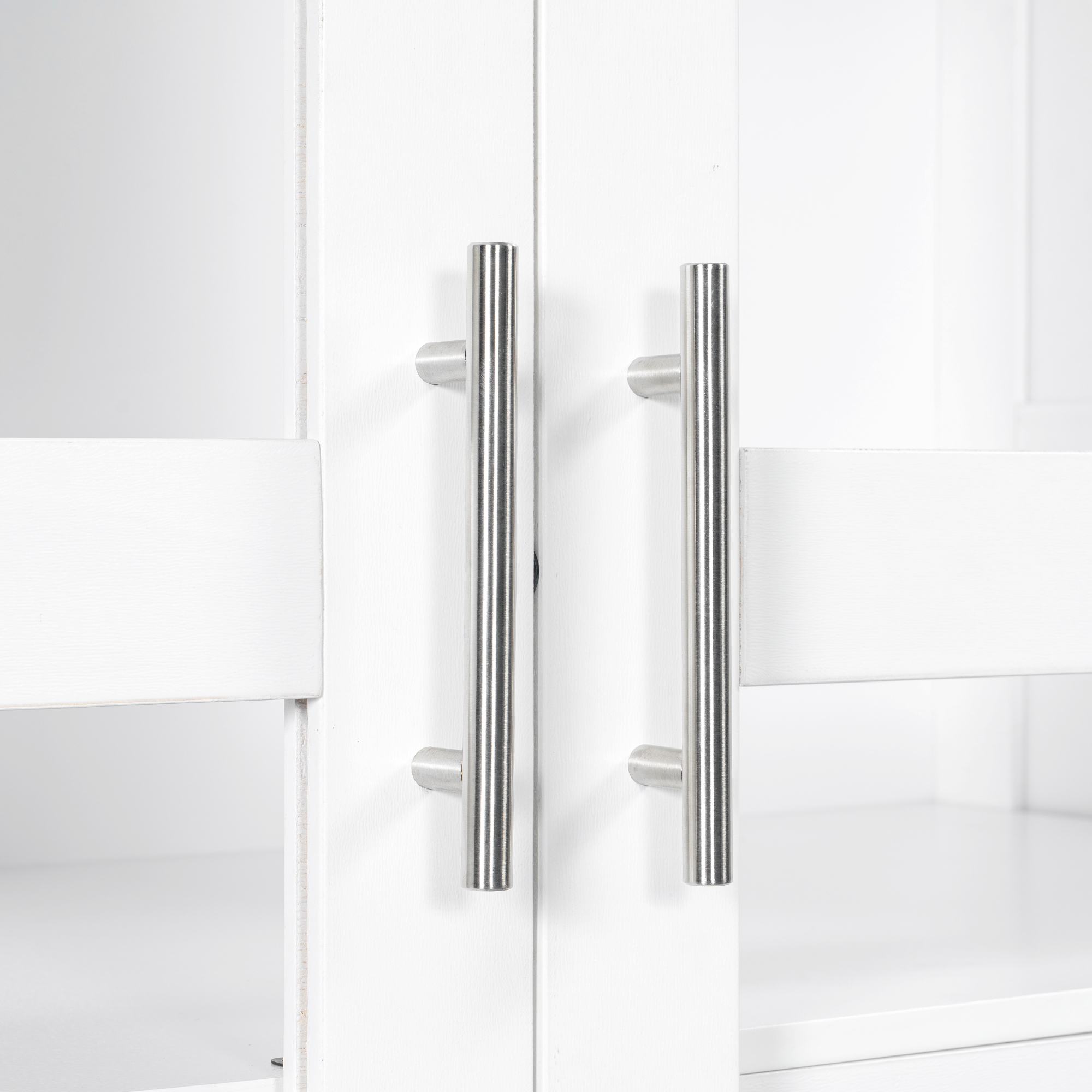 44.7x20x75inch Kitchen Pantry, Freestanding Kitchen Storage Cabinet Display Cabinet with Glass Doors and 4 Built-in Drawers, White