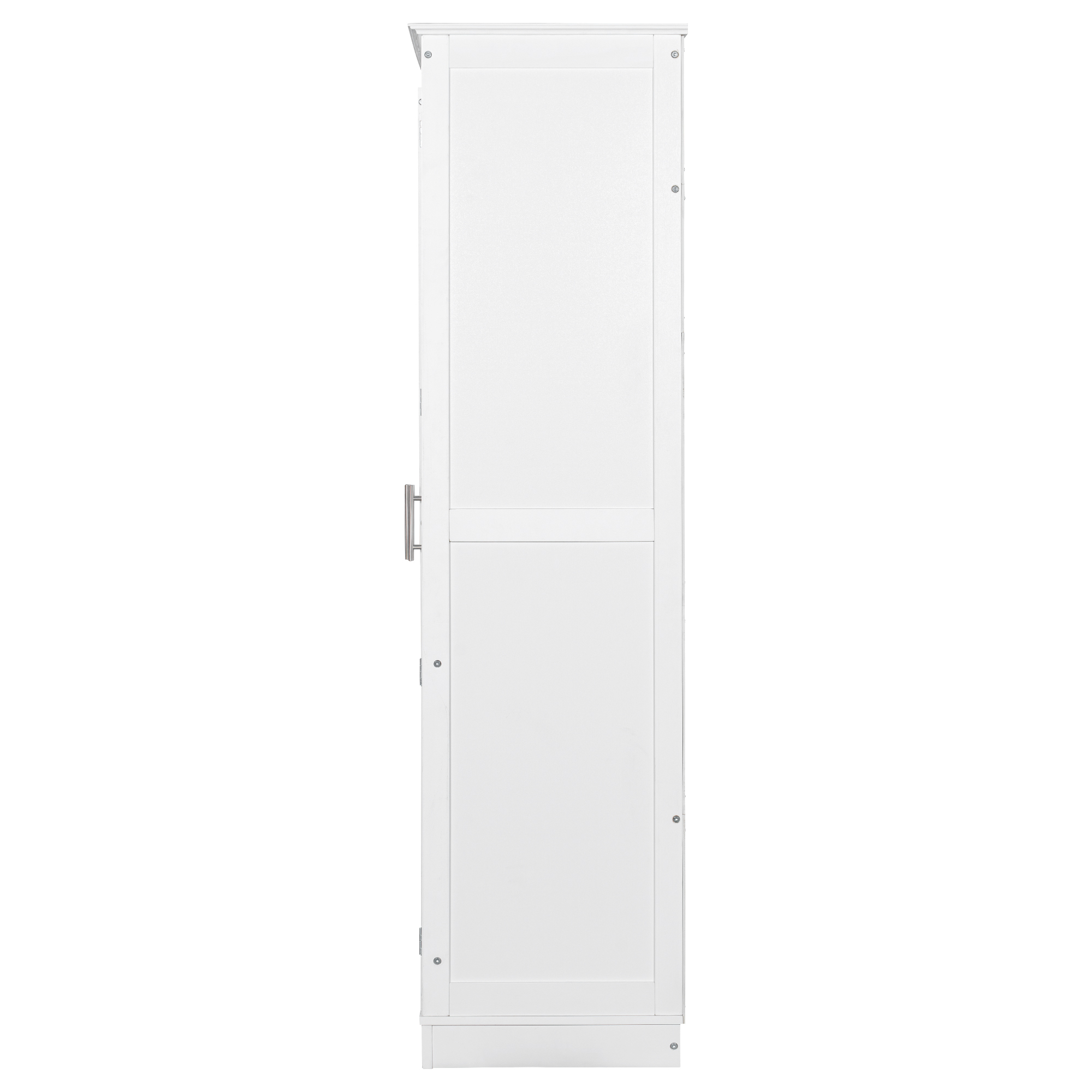 44.7x20x75inch Kitchen Pantry, Freestanding Kitchen Storage Cabinet Display Cabinet with Glass Doors and 4 Built-in Drawers, White