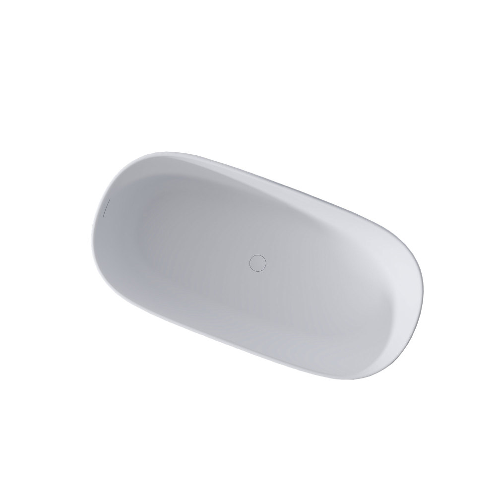 51 in. x 25 in. Solid Surface Stone Resin Flatbottom Freestanding Double Slipper Soaking Bathtub in Matte White
