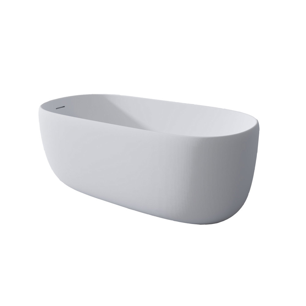 51 in. x 25 in. Solid Surface Stone Resin Flatbottom Freestanding Double Slipper Soaking Bathtub in Matte White