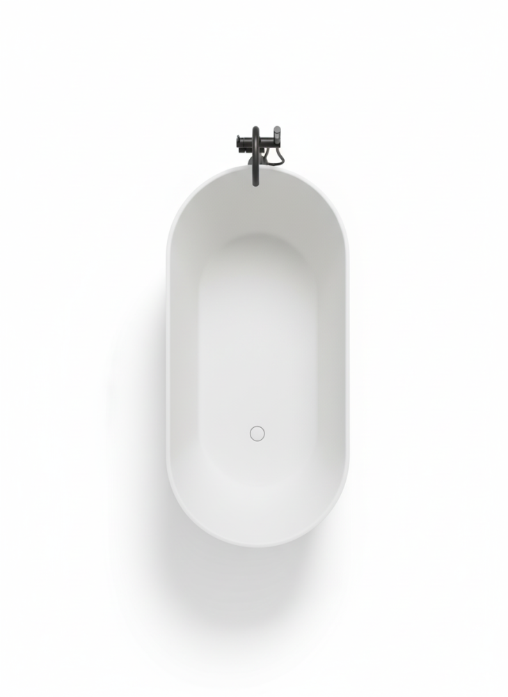 63 in. x 31 in. Freestanding Solid Surface Soaking Bathtub in Matte White