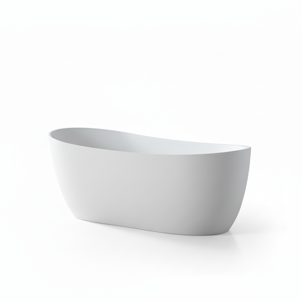 67 in. x 31 in. Freestanding Solid Surface Soaking Bathtub in Matte White