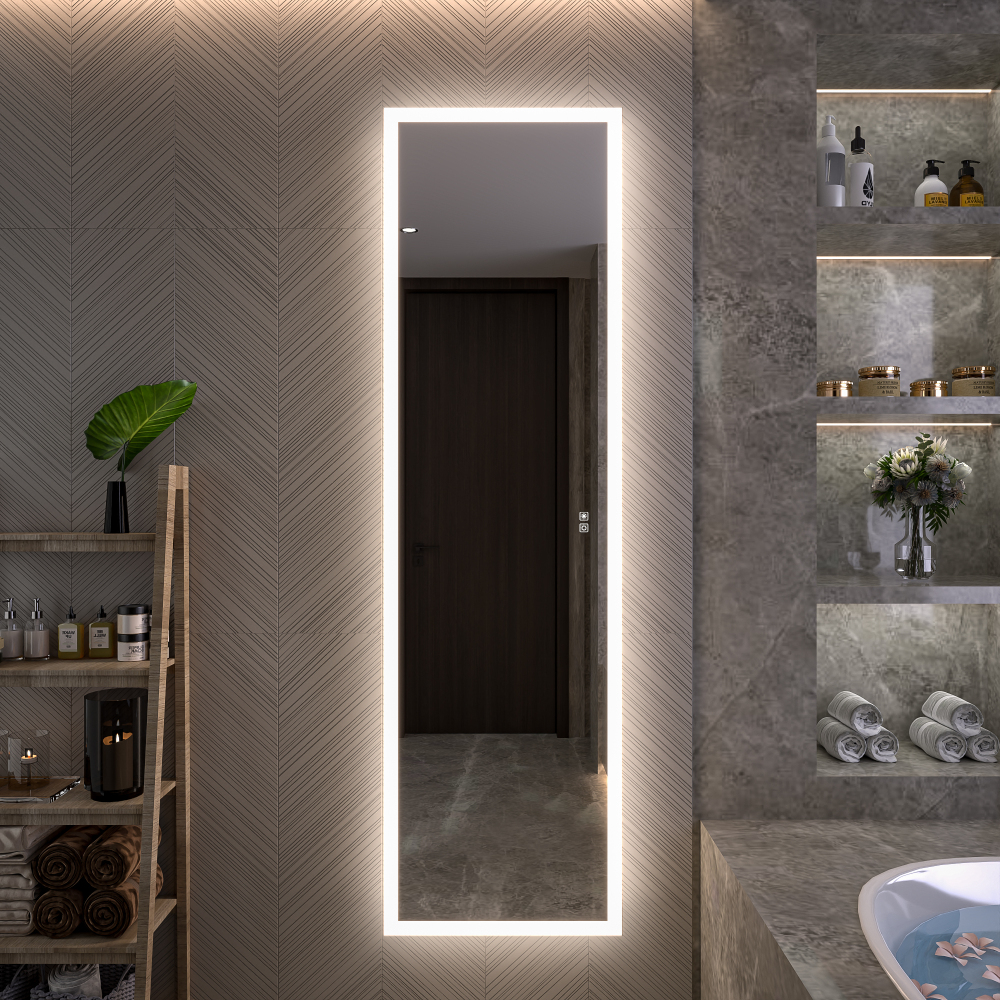 20" W x 70" Modern Full-Length Backlit LED Mirror Storage Cabinet