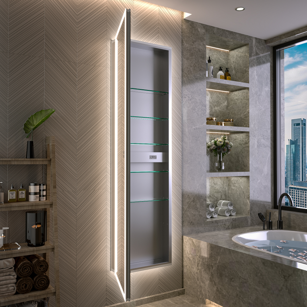20" W x 70" Modern Full-Length Backlit LED Mirror Storage Cabinet