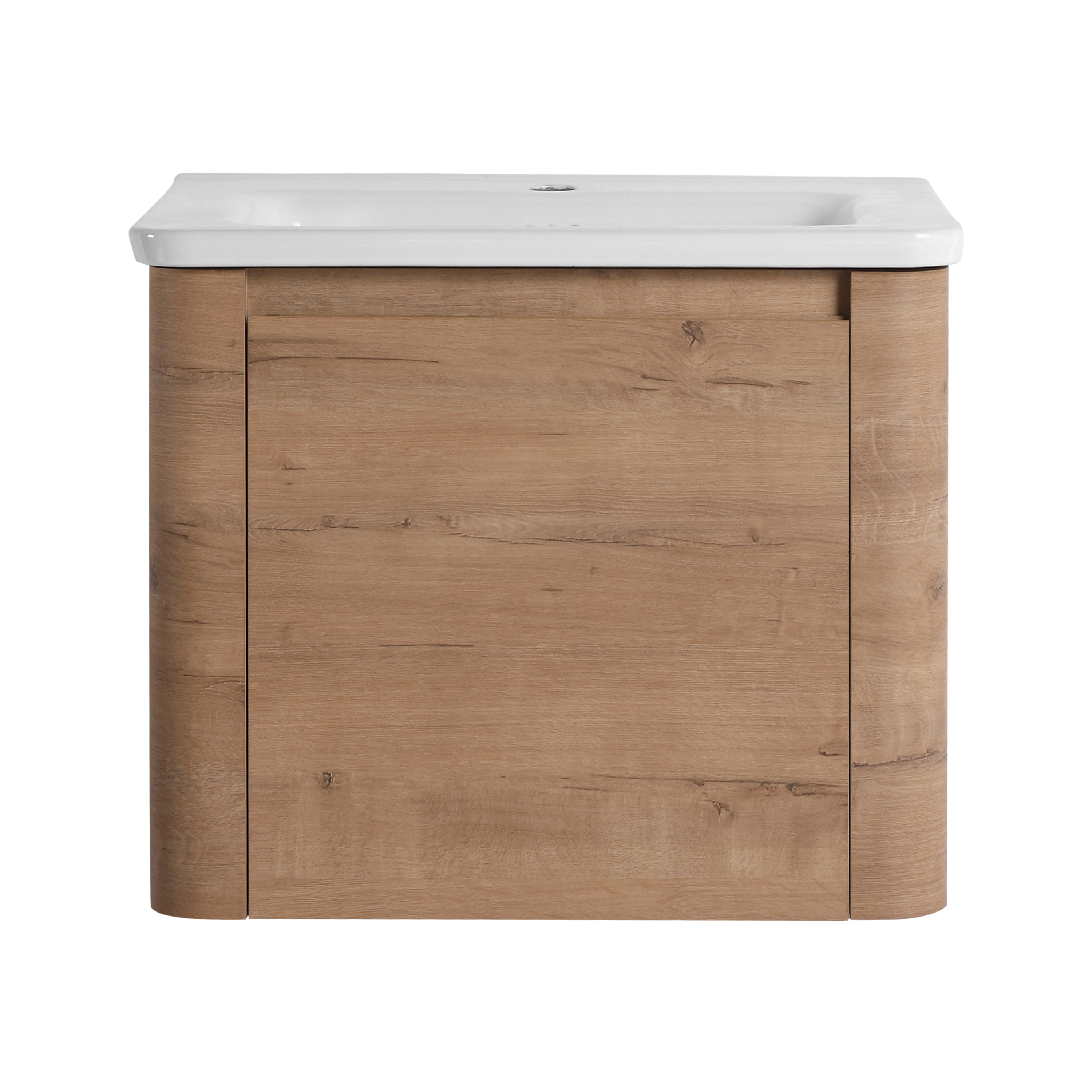 24'' Wall-Mounted Bathroom Vanity with White Ceramic Sink & 1-Soft-Close Door, KD-Packing, Plywood