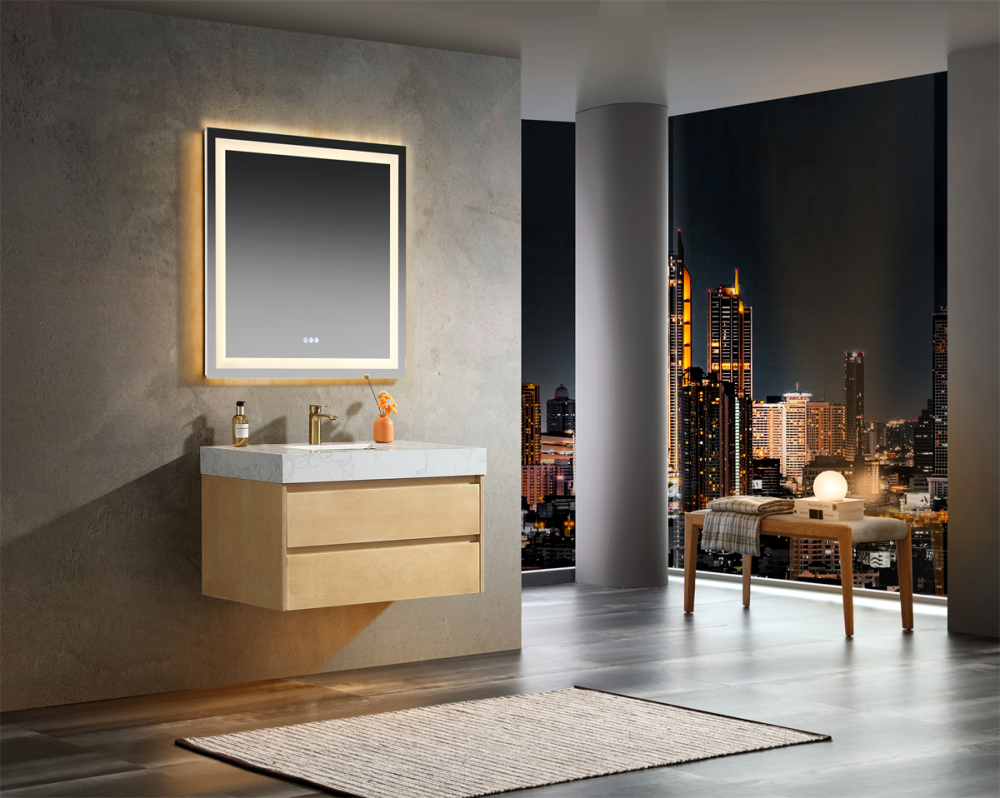 36" L x 21"W x 18"H  Modern Solid Maple Bathroom Vanity