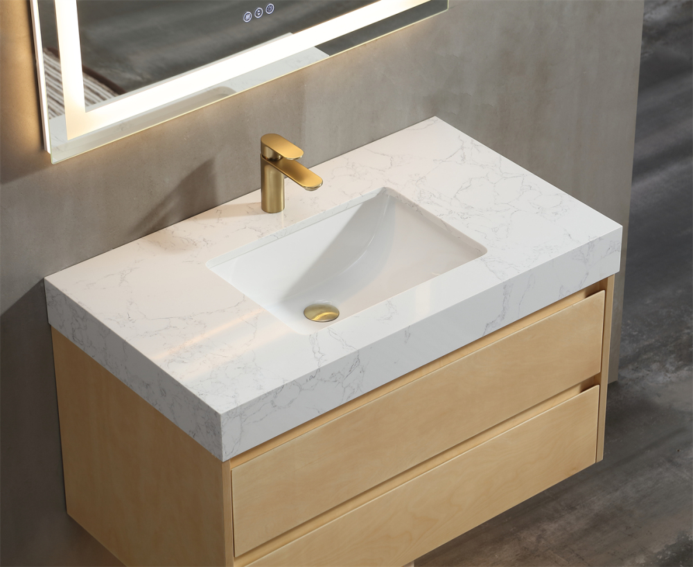 36" L x 21"W x 18"H  Modern Solid Maple Bathroom Vanity
