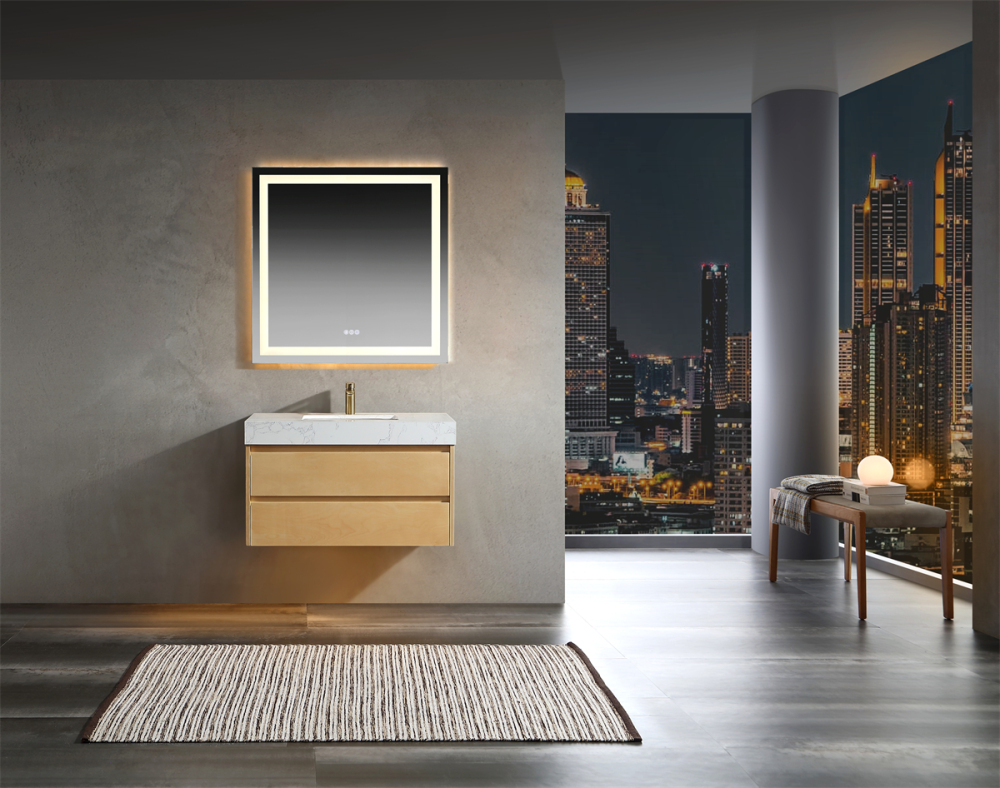 36" L x 21"W x 18"H  Modern Solid Maple Bathroom Vanity