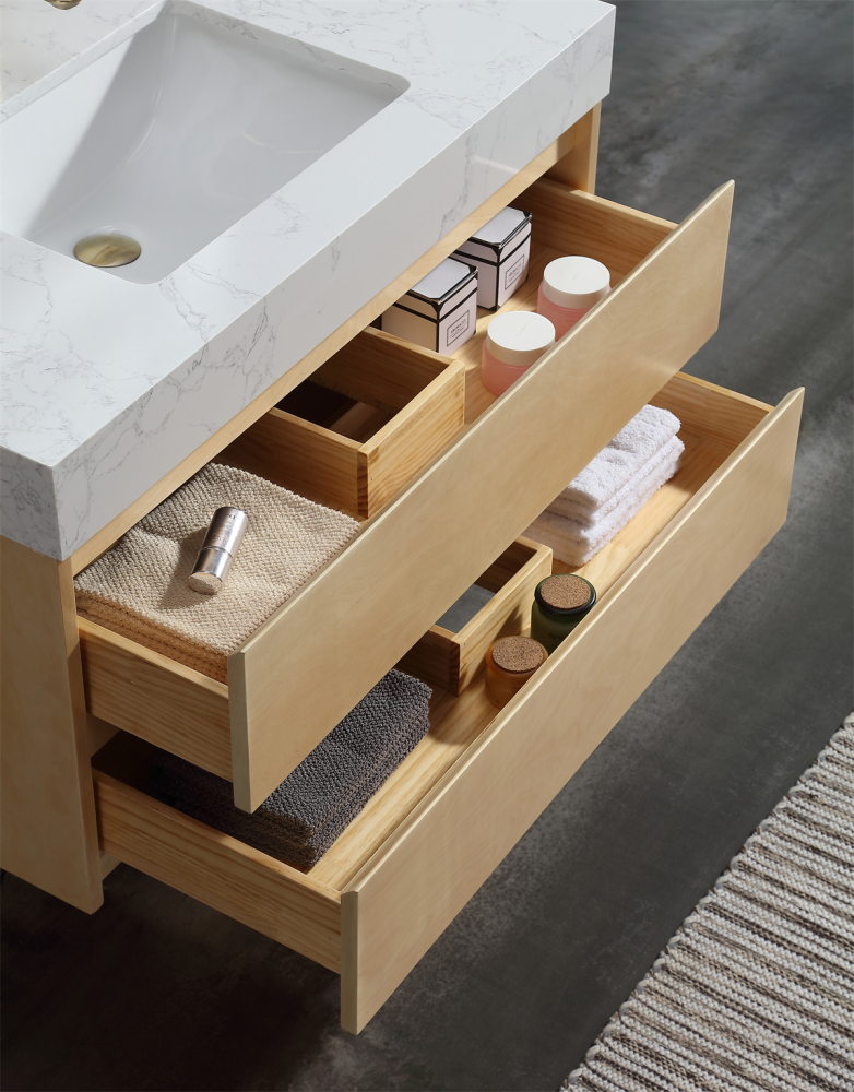 36" L x 21"W x 18"H  Modern Solid Maple Bathroom Vanity