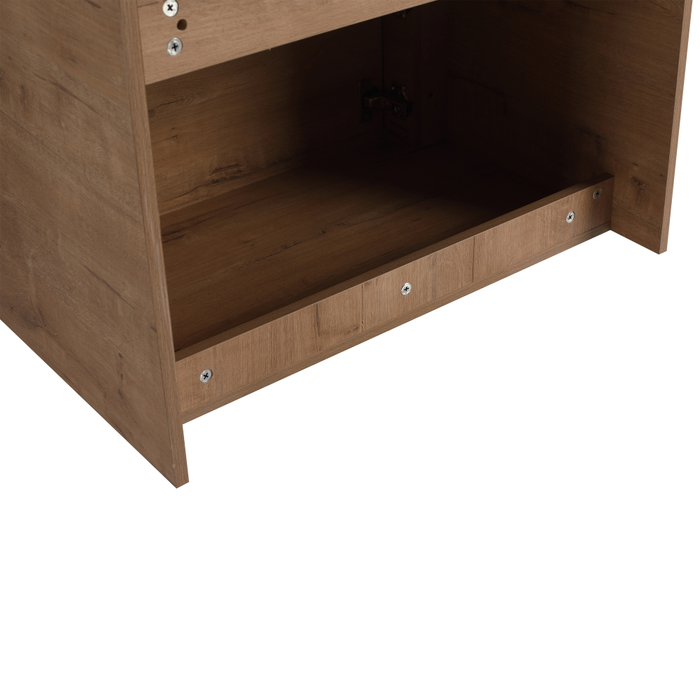 28'' Wall-Mounted Bathroom Vanity with White Ceramic Sink & 1-Soft-Close Door, KD-Packing, Plywood