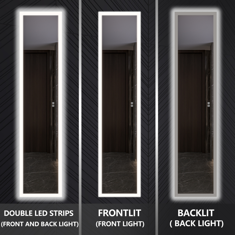 20" W x 70" Modern Full-Length Backlit LED Mirror Storage Cabinet