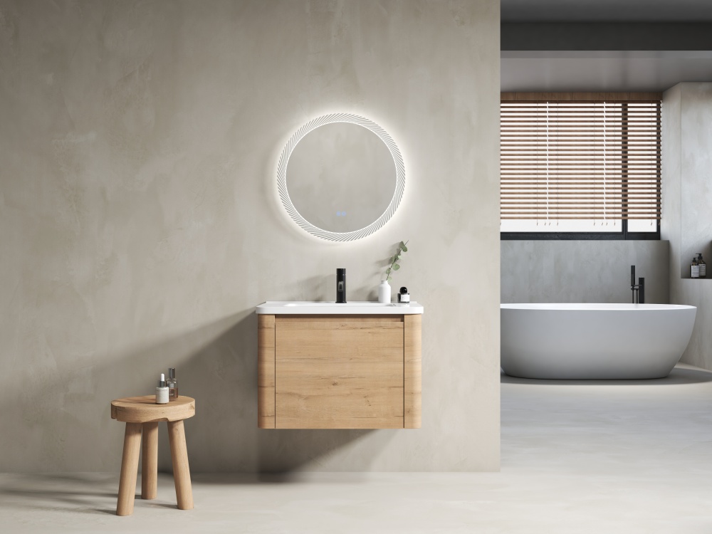 28'' Wall-Mounted Bathroom Vanity with White Ceramic Sink & 1-Soft-Close Door, KD-Packing, Plywood