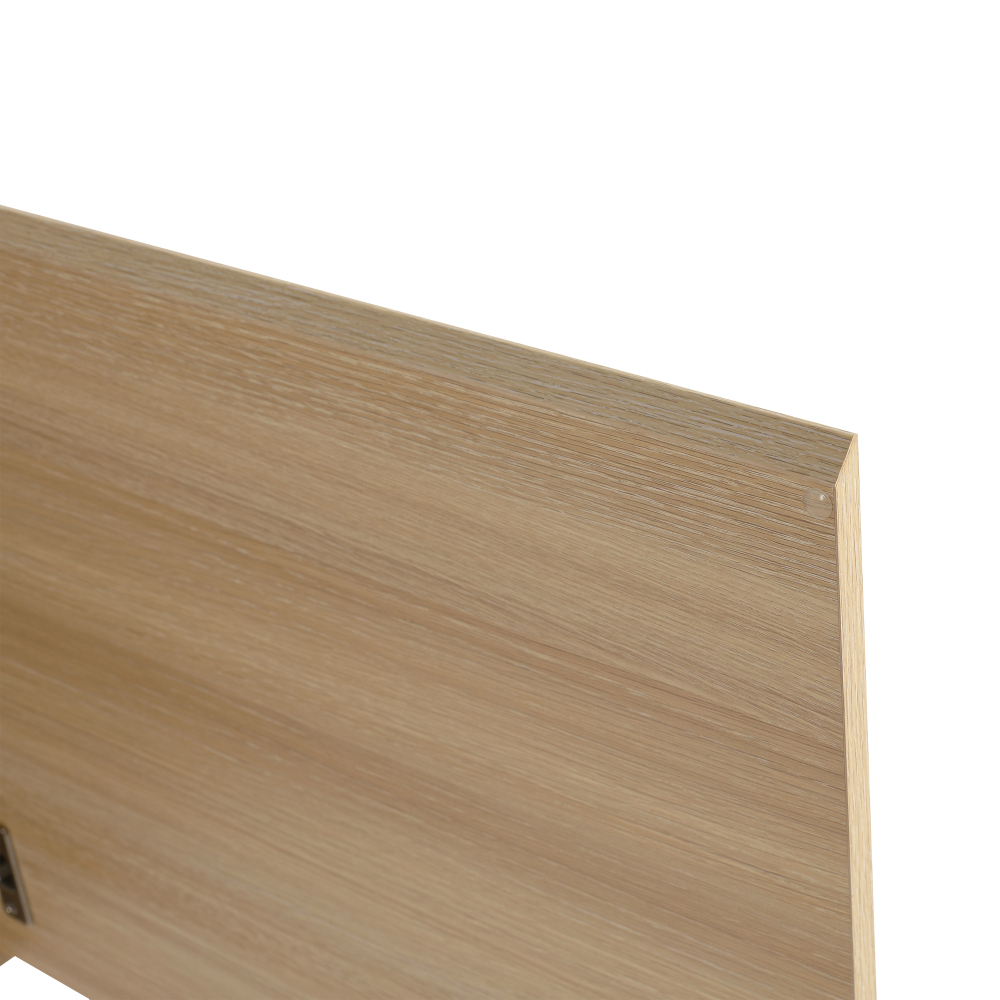 52'' Wall-Mounted Bathroom Vanity with White Ceramic Sink and 2-Storage Shelves & 1-Soft-Close Door, KD-Packing, Plywood, American White Oak