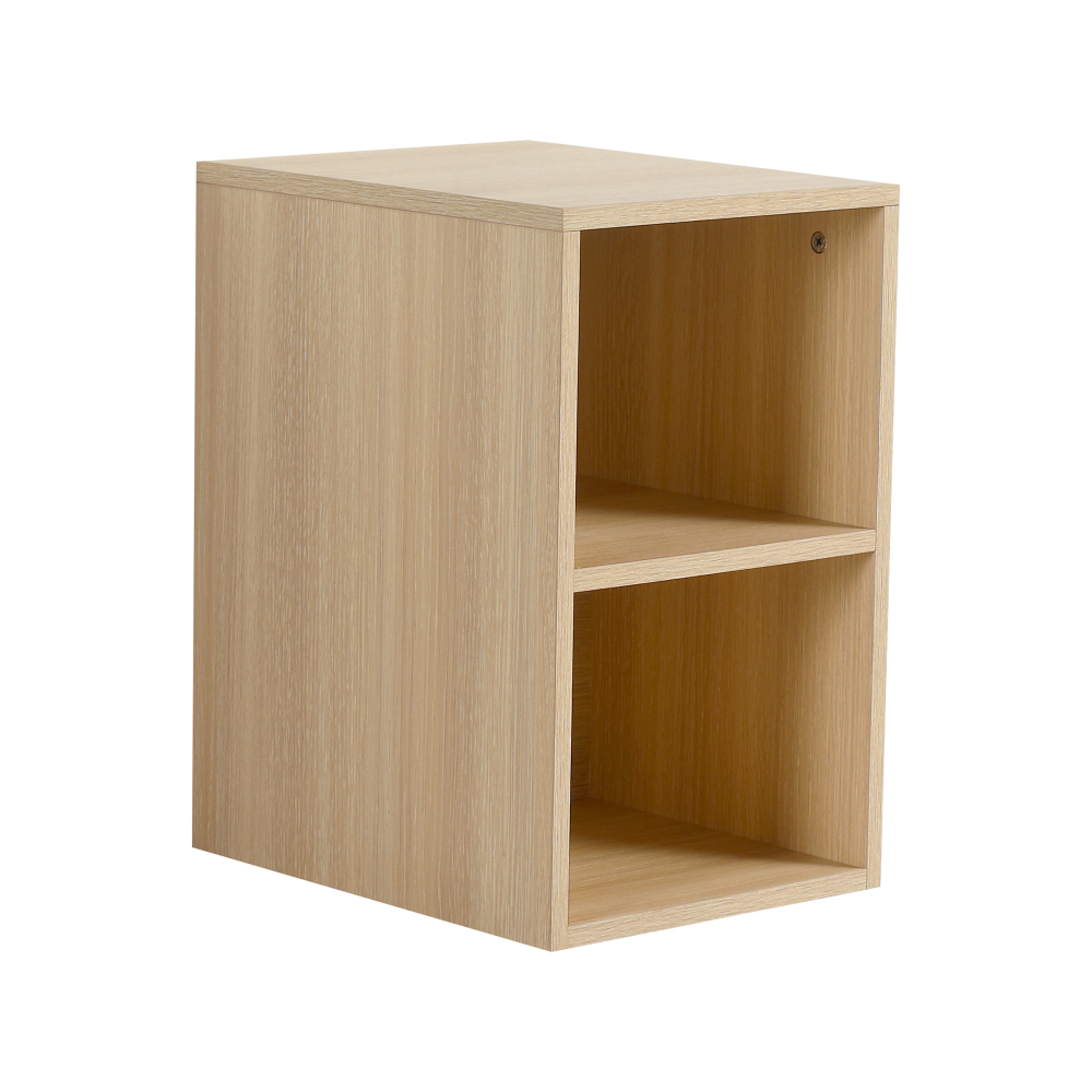 52'' Wall-Mounted Bathroom Vanity with White Ceramic Sink and 2-Storage Shelves & 1-Soft-Close Door, KD-Packing, Plywood, American White Oak