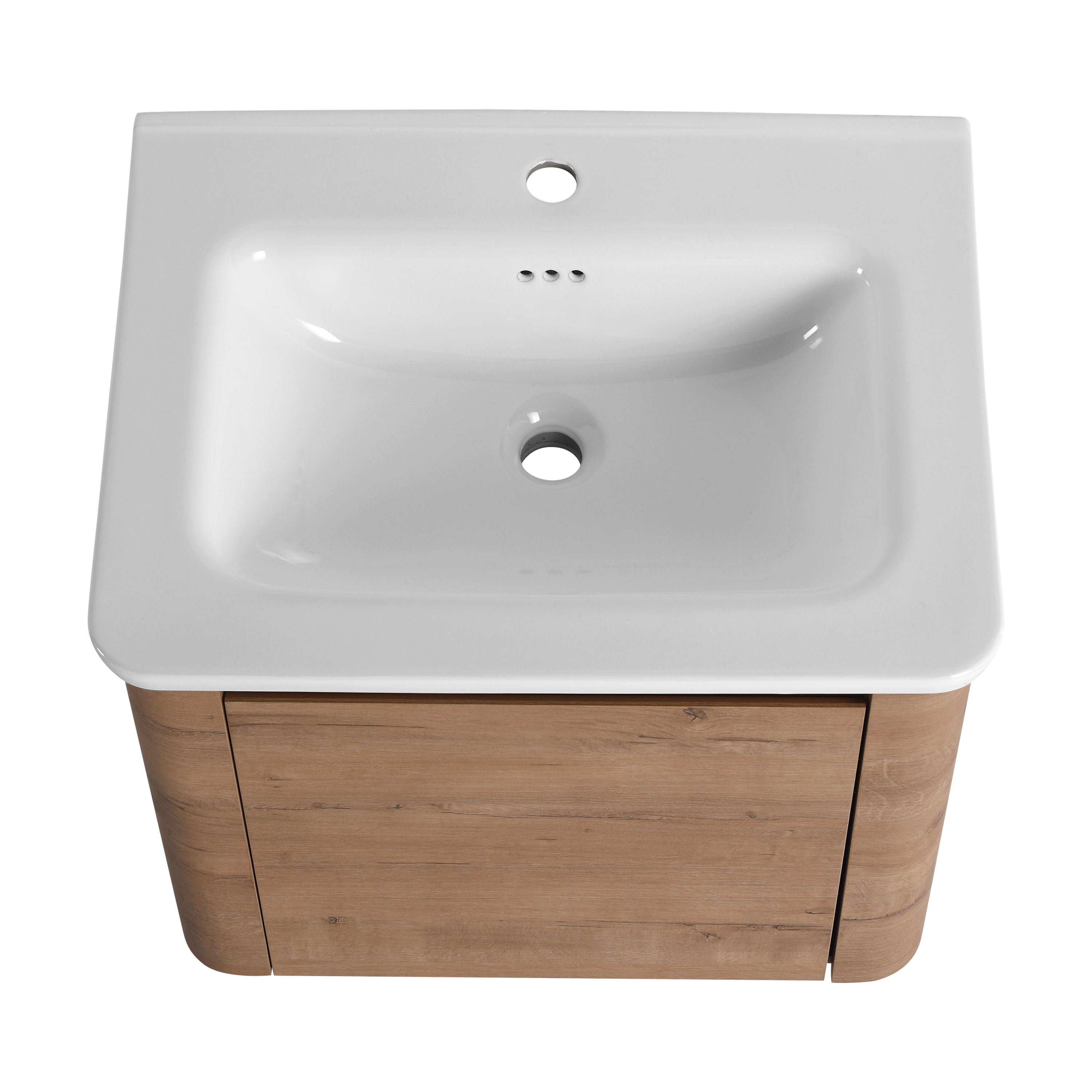 24'' Wall-Mounted Bathroom Vanity with White Ceramic Sink & 1-Soft-Close Door, KD-Packing, Plywood