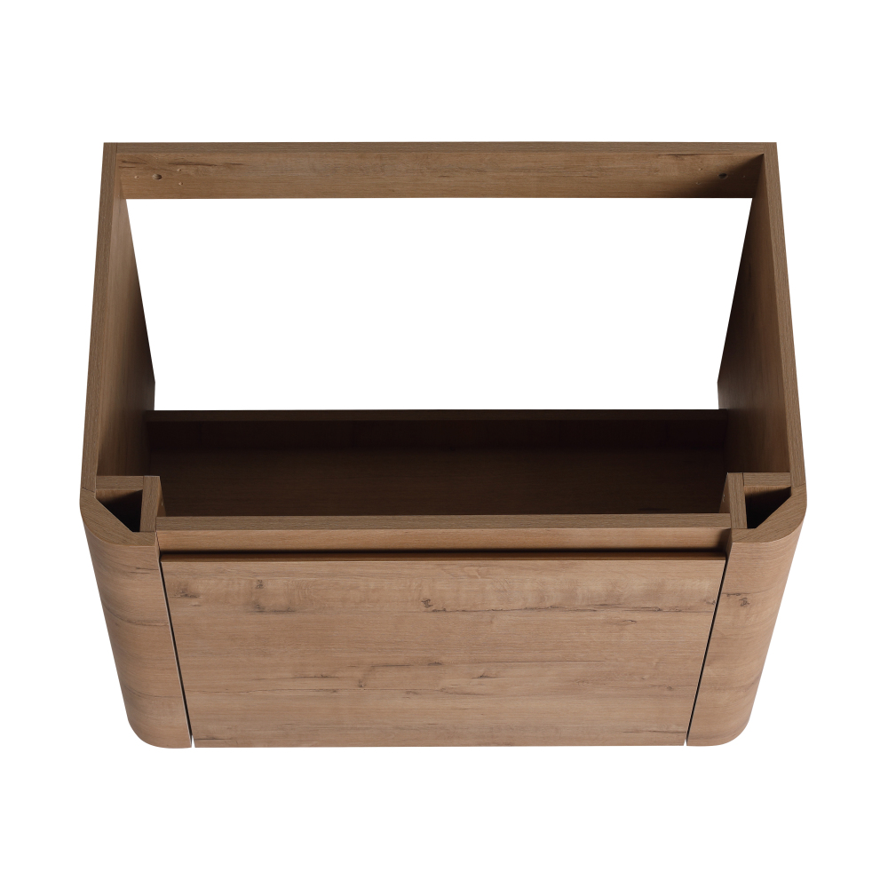 28'' Wall-Mounted Bathroom Vanity with White Ceramic Sink & 1-Soft-Close Door, KD-Packing, Plywood