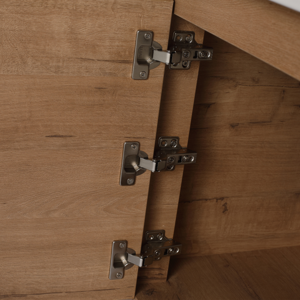 28'' Wall-Mounted Bathroom Vanity with White Ceramic Sink & 1-Soft-Close Door, KD-Packing, Plywood