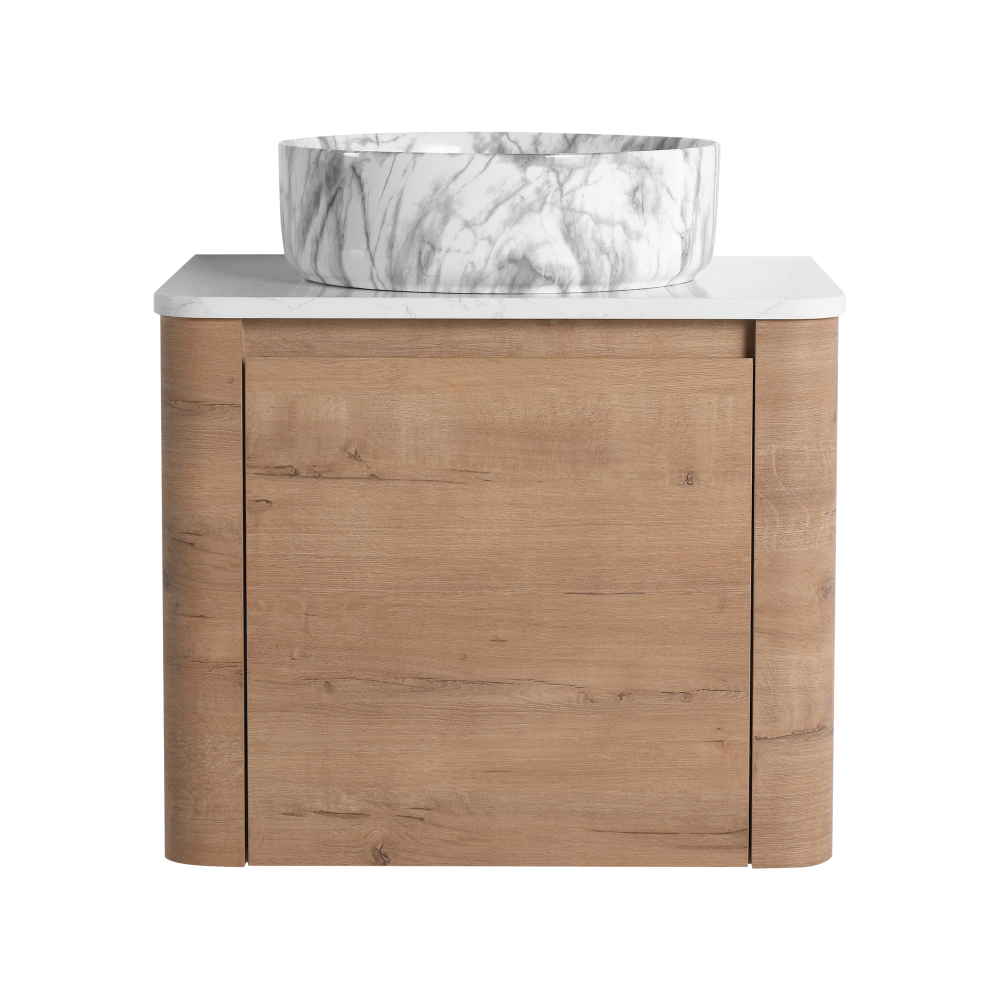 24'' Wall-Mounted Bathroom Vanity With Ceramic Art Sink & 1-Soft-Close Door, KD-Packing, Plywood
