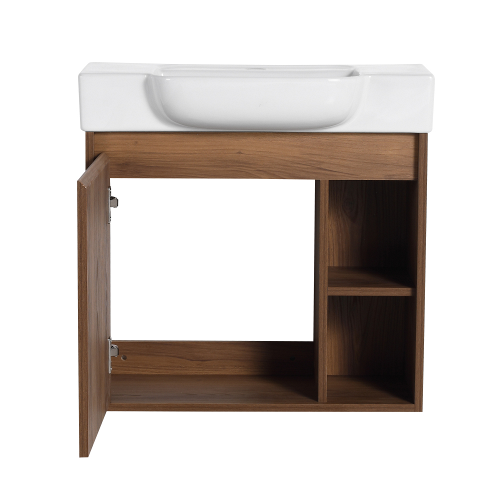 24'' Wall-Mounted Bathroom Vanity with White Ceramic Sink & Soft-Close Door