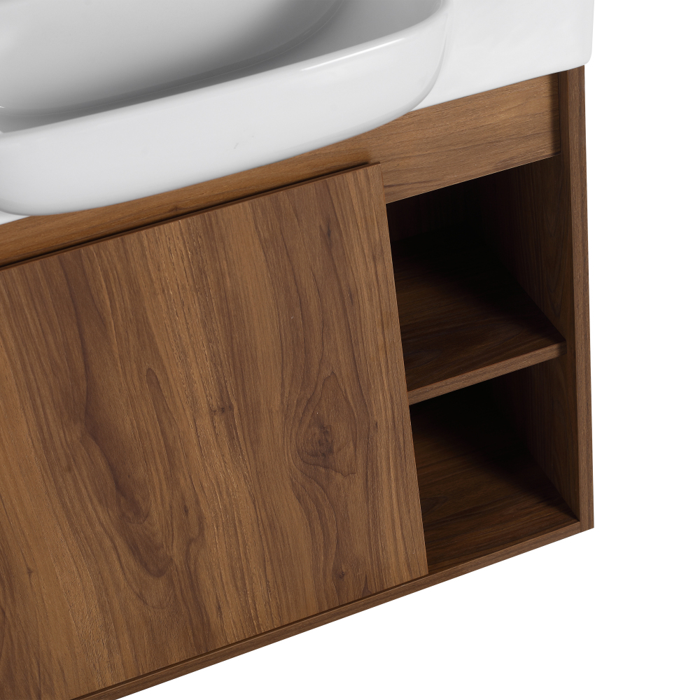 24'' Wall-Mounted Bathroom Vanity with White Ceramic Sink & Soft-Close Door