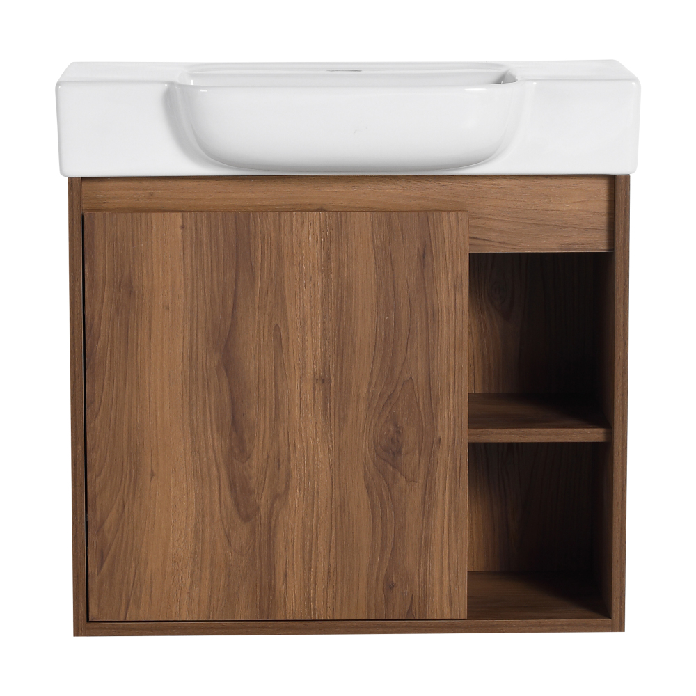24'' Wall-Mounted Bathroom Vanity with White Ceramic Sink & Soft-Close Door