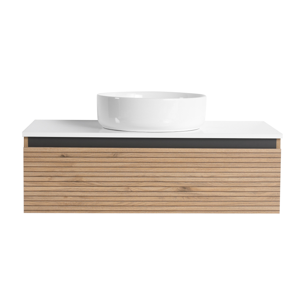 36'' Wall-Mounted Bathroom Vanity with White Art Ceramic Sink & 1-Soft-Close Drawer