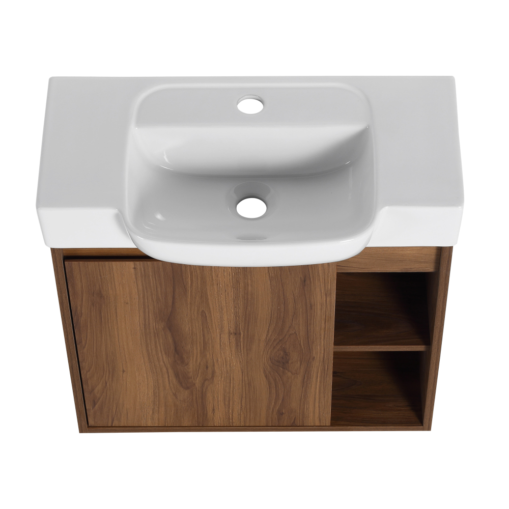 24'' Wall-Mounted Bathroom Vanity with White Ceramic Sink & Soft-Close Door