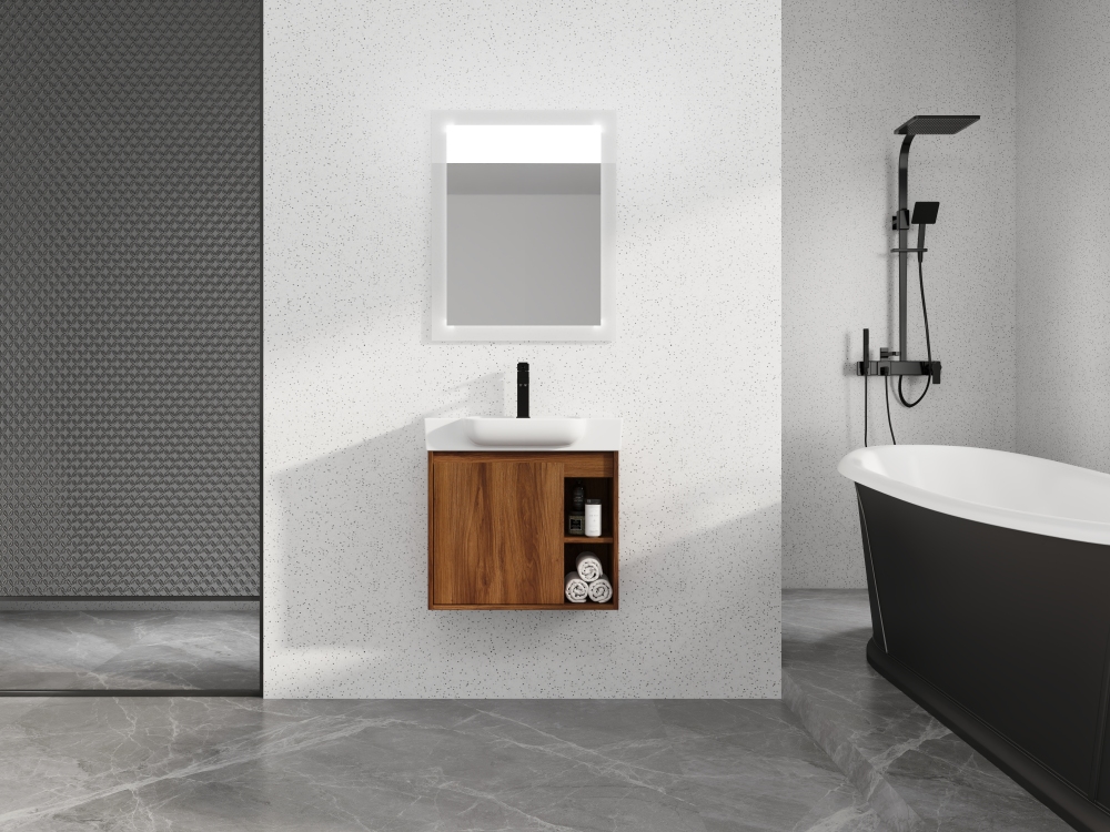 24'' Wall-Mounted Bathroom Vanity with White Ceramic Sink & Soft-Close Door