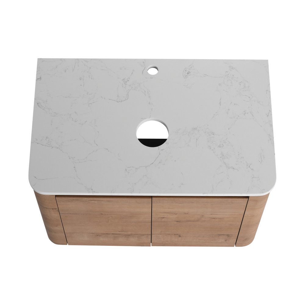 30'' Wall-Mounted Bathroom Vanity With Ceramic Art Sink & 2-Soft-Close Door, KD-Packing, Plywood