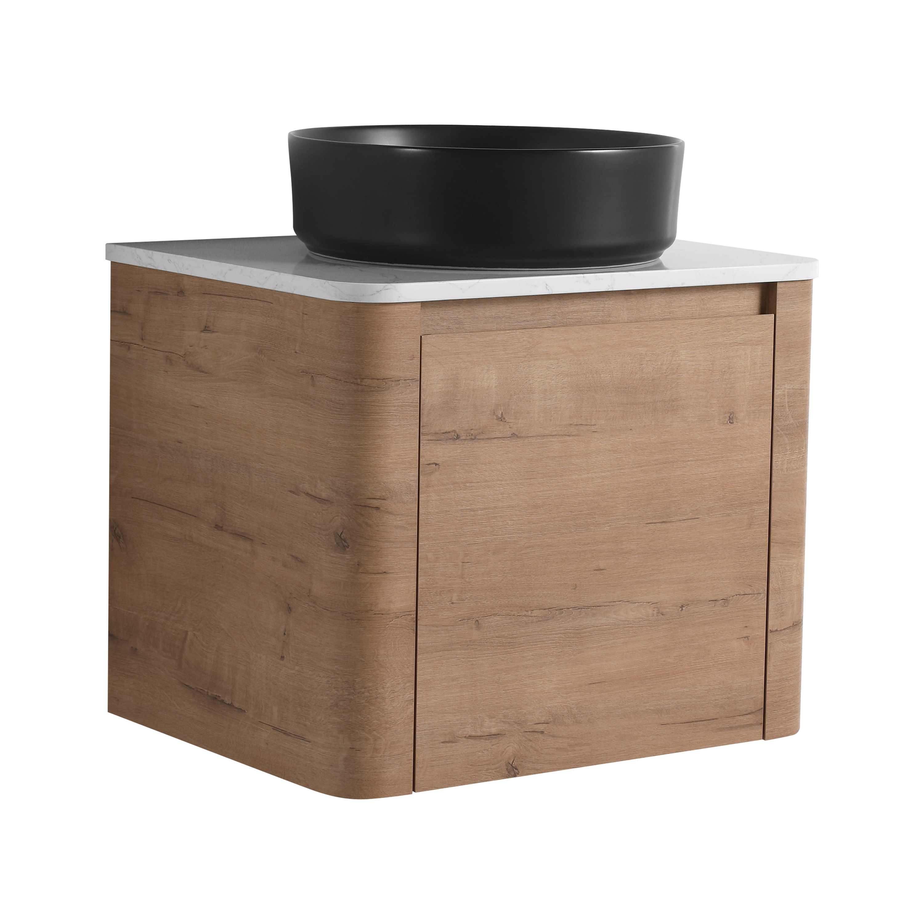 24'' Wall-Mounted Bathroom Vanity With Ceramic Art Sink & 1-Soft-Close Door, KD-Packing, Plywood