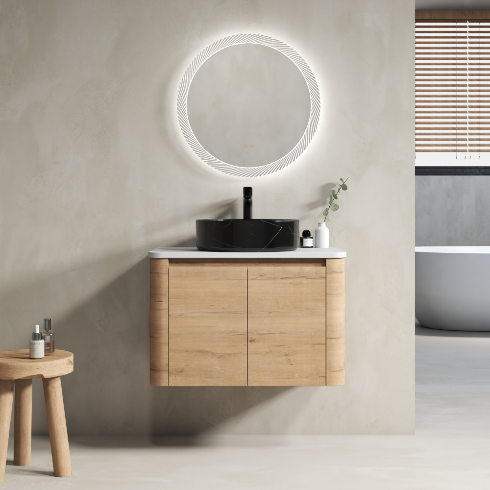 30'' Wall-Mounted Bathroom Vanity With Ceramic Art Sink & 2-Soft-Close Door, KD-Packing, Plywood