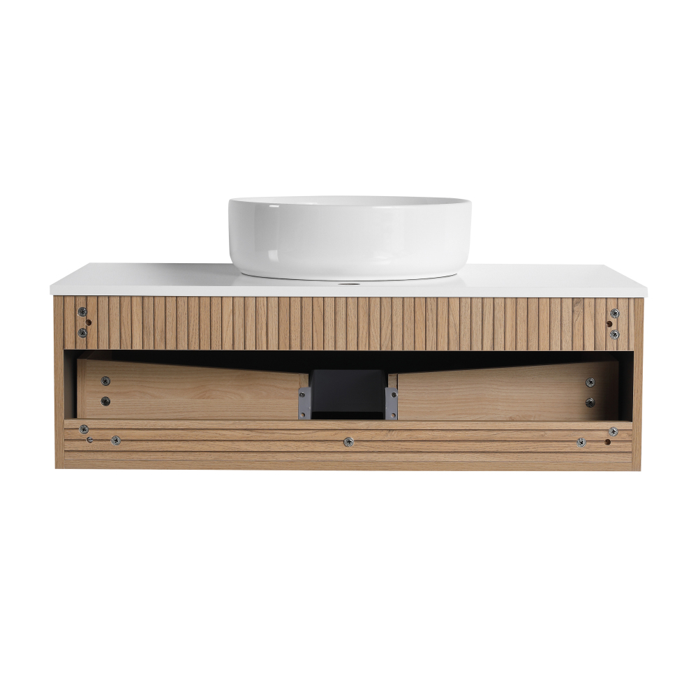 36'' Wall-Mounted Bathroom Vanity with White Art Ceramic Sink & 1-Soft-Close Drawer