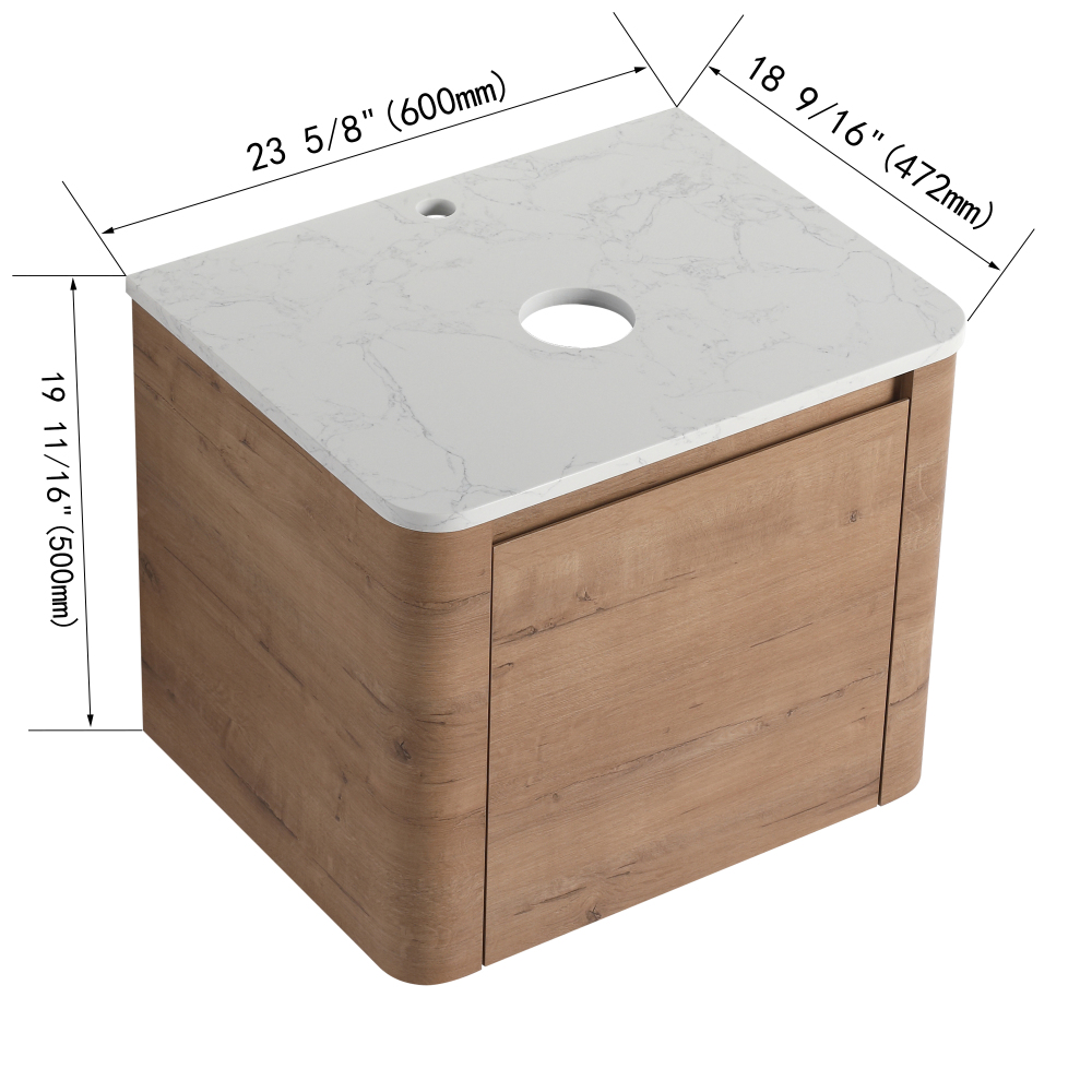24'' Wall-Mounted Bathroom Vanity & 1-Soft-Close Door, KD-Packing, Plywood (Vanity Only, Excluding Sink)