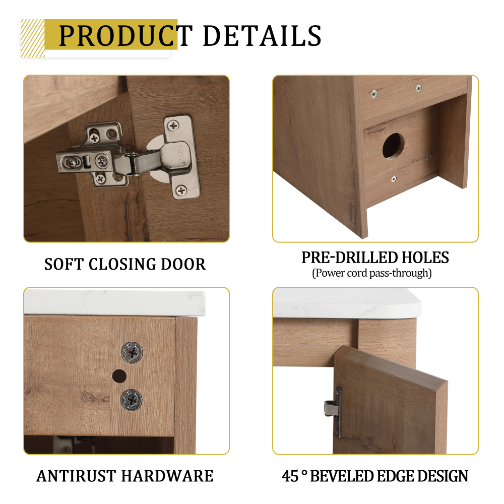 48'' Wall-Mounted Bathroom Vanity With Ceramic Art Sink, and 2-Storage Shelves, Soft-Close Door, KD-Packing, Plywood