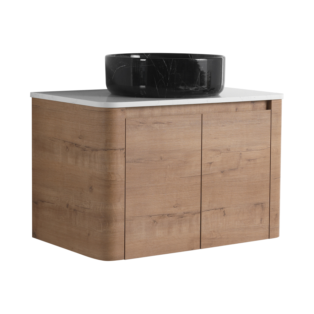 30'' Wall-Mounted Bathroom Vanity With Ceramic Art Sink & 2-Soft-Close Door, KD-Packing, Plywood