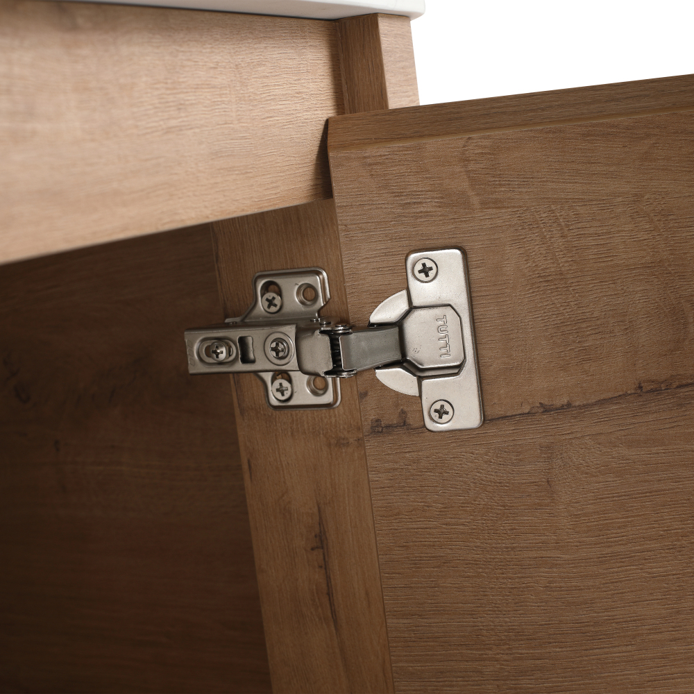 24'' Wall-Mounted Bathroom Vanity With Ceramic Art Sink & 1-Soft-Close Door, KD-Packing, Plywood